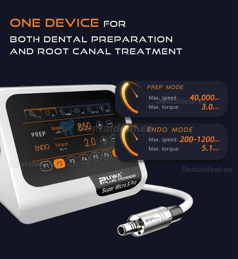 Pluspower® Super Micro S Pro 2 in 1 motor dental eléctrico sin escobillas con motor endodoncia